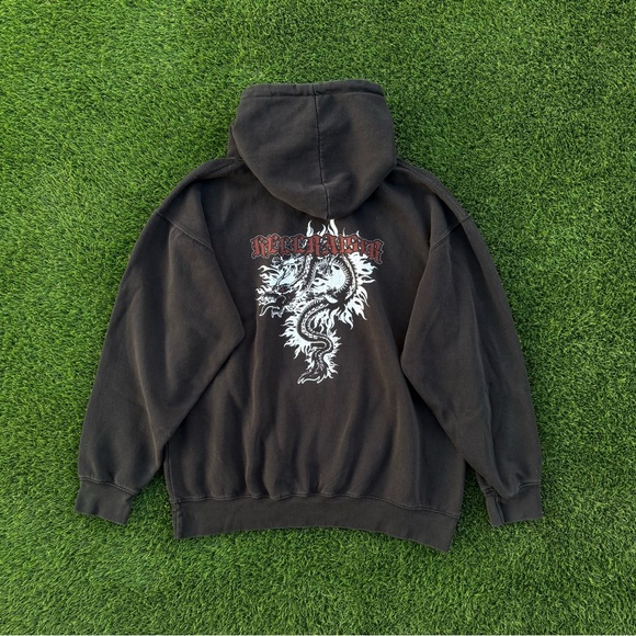 Brandy Melville Y2k Style Dragon Hoodie 'Hellraiser' Pullover Black One Size - Picture 1 of 8
